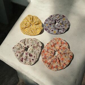 3 Hair Accessories For $10- Vibrant Floral Hair Scrunchie Collection